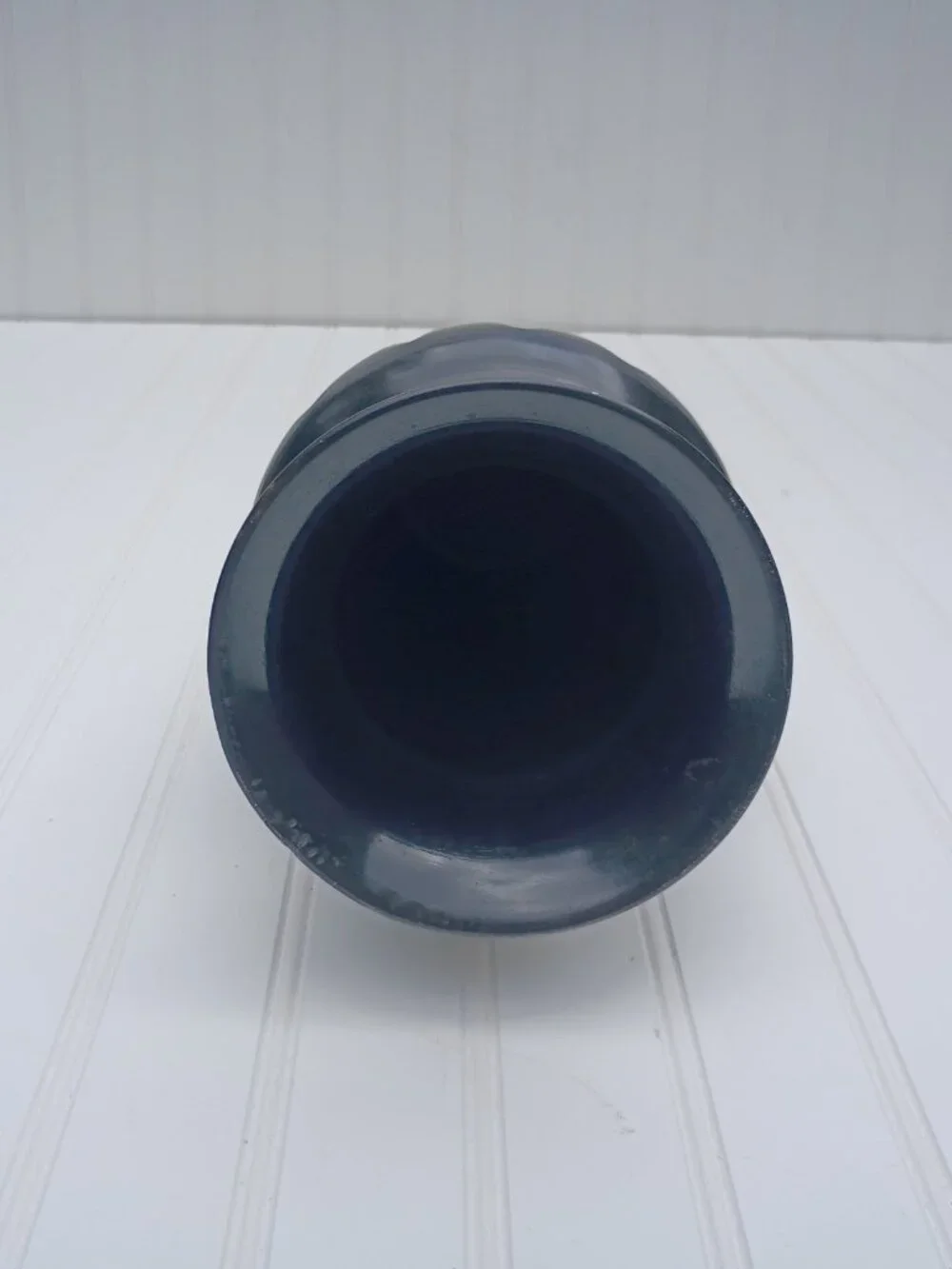Ribbed Metal Vase Black Distressed Fluted Design 12.5